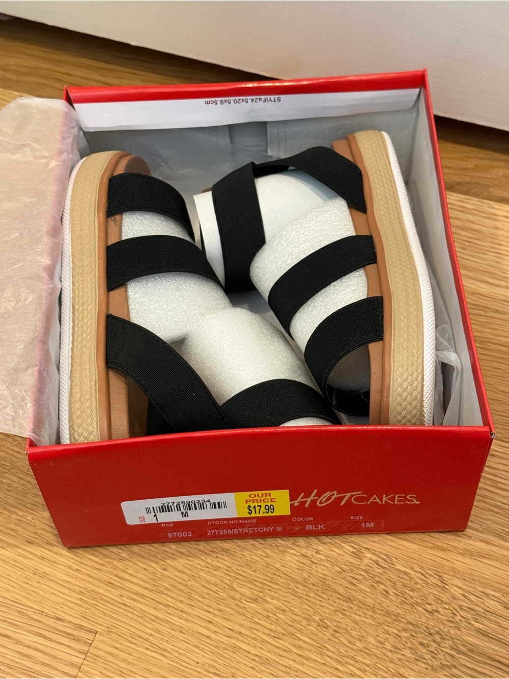 Hot Cakes Black Elastic Strap Kids Sandals with Tan Platform